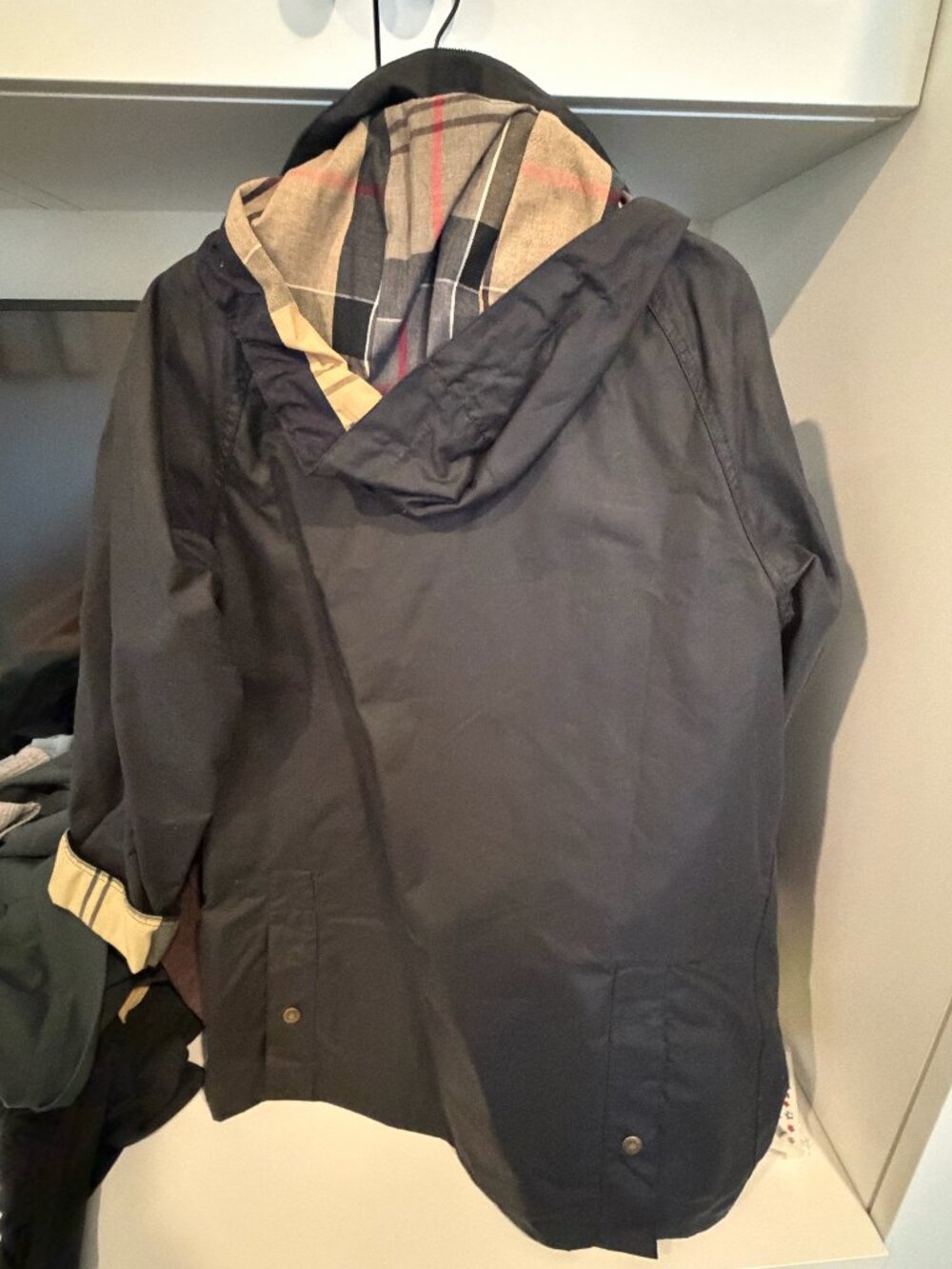 Barbour Highclere Hooded Waxed Jacket Navy US 6 UK 10